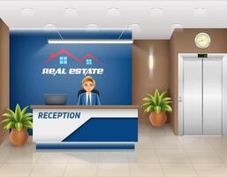 reception desk in the office workplace of a manager or administrator stock illustration vector