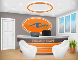 reception desk in the office workplace of a manager or administrator stock illustration vector