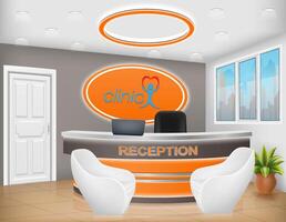 reception desk in the office workplace of a manager or administrator stock illustration vector