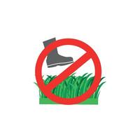 illustration of the symbol that it is forbidden to step on grass. vector