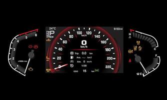 Car dashboard speed meter technology design modern futuristic on black background illustration. vector