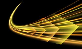 Abstract yellow orange high speed arrows light effect technology futuristic dynamic motion on black design for banner poster background concept vector