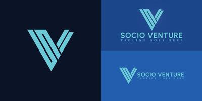 Abstract initial triangle letters SV or VS logo in blue cyan color isolated on multiple background colors. The logo is suitable for business and consulting company logo design illustration vector