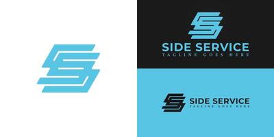 Abstract initial lines letters S or SS logo in blue color isolated on multiple background colors. The logo is suitable for business and consulting company logo design illustration inspiration vector