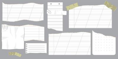 Paper scraps. Torn pieces of paper, with torn edges for notes, realistic torn pieces of blank note pages. illustration isolated vector