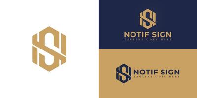Abstract initial hexagon letters NS or SN logo in gold color isolated on multiple background colors. The logo is suitable for human resources company logo design illustration inspiration vector