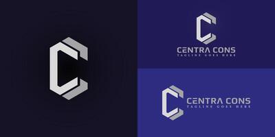 Abstract initial hexagon letters C or CC logo in silver white color isolated on multiple background colors. The logo is suitable for financial consulting company logo design illustration vector