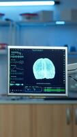 Neurology medical clinic with nobody in it modernly equipped prepared for treatment innovation of nervous. System using high tech and microbiology tools for scientific research in laboratory photo