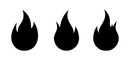 Simple fire flame icon set in generic style vector