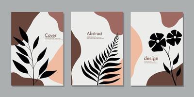 set of book cover template with hand drawn floral design. Universal abstract and floral templates. For diary, book, planner, brochure, catalog. design abstract boho botanical background A4 size. vector