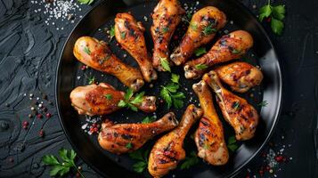 Elegant Overhead Shot of Roasted Chicken Legs photo