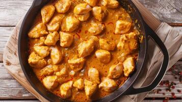Chicken Fillet in Curry Sauce with Ingredients in Pan photo