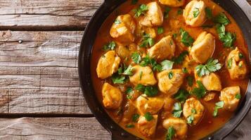 Chicken Fillet in Curry Sauce with Ingredients in Pan photo