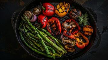 Assorted Grilled Vegetables in Cast Iron Pan photo