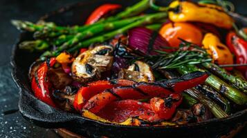 Assorted Grilled Vegetables in Cast Iron Pan photo