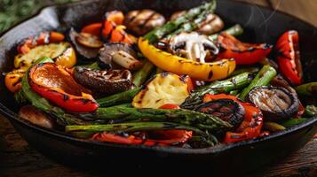 Assorted Grilled Vegetables in Cast Iron Pan photo