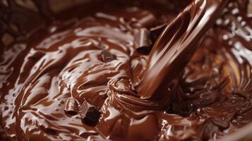 Silky Swirls. Stirring Melted Milk, Dark, and White Chocolate photo