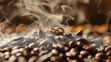 Steam Rising from Freshly Roasted Coffee Bean photo