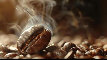 Steam Rising from Freshly Roasted Coffee Bean photo