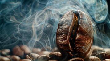 Steam Rising from Freshly Roasted Coffee Bean photo