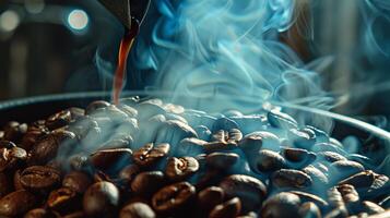 Steam Rising from Freshly Roasted Coffee Bean photo