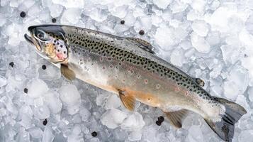 Fresh Whole Trout on Ice - Sleek Silver Elegance photo