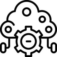 Cloud Setting Icon. Cloud computing with cogwheel contour symbol vector