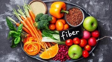 Colorful High-Fiber Foods Plate Promoting Balanced Nutrition photo