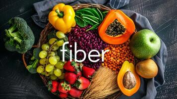 Colorful High-Fiber Foods Plate Promoting Balanced Nutrition photo