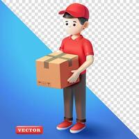 Man delivering parcel boxes, 3d. Suitable for business and element design vector