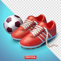 fútbol Zapatos y pelota, 3d. adecuado para Deportes y diseño elementos vector