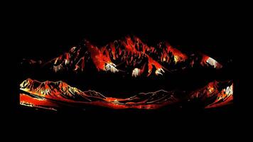 Neon frame effect High Tatras Mountains, a prominent mountain range in Slovakia, glow, black background. video