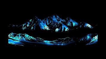 Neon frame effect High Tatras Mountains, a prominent mountain range in Slovakia, glow, black background. video