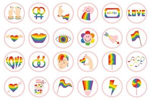 Set of icons with lgbtq community symbols in flat style. Sexual orientation concept symbols. vector