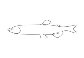 Capelin fish in one continuous line drawing pro illustration vector