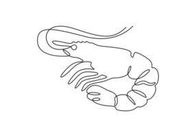 Shrimp in one continuous line drawing of premium illustration vector