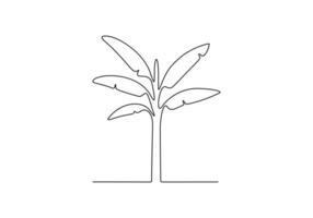 Banana tree in one continuous line drawing digital illustration vector
