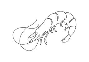 Shrimp in one continuous line drawing of premium illustration vector