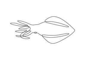 Squid fish in one continuous line drawing pro illustration vector