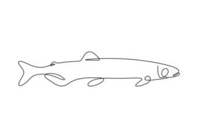 Capelin fish in one continuous line drawing pro illustration vector