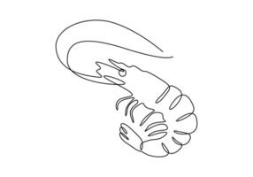 Shrimp in one continuous line drawing of premium illustration vector