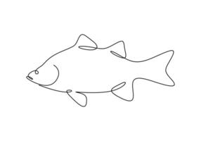 White bass fish in one continuous line drawing premium illustration vector