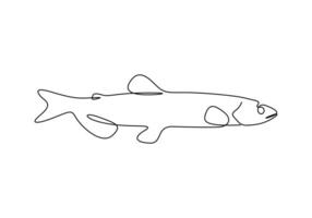 Capelin fish in one continuous line drawing pro illustration vector