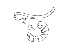 Shrimp in one continuous line drawing of premium illustration vector