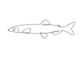 Capelin fish in one continuous line drawing pro illustration vector