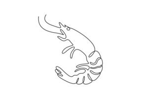 Shrimp in one continuous line drawing of premium illustration vector