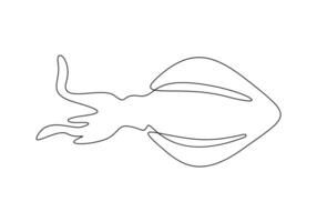 Squid fish in one continuous line drawing pro illustration vector