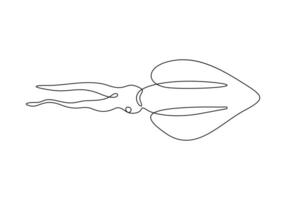 Squid fish in one continuous line drawing pro illustration vector