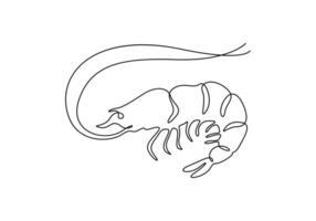 Shrimp in one continuous line drawing of premium illustration vector