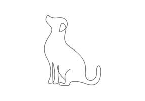 Dog continuous one line drawing of digital illustration vector